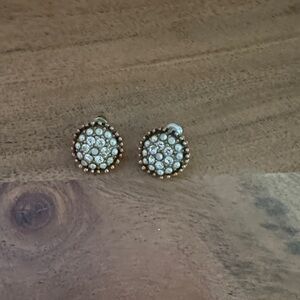 Anthropologie Gold Crystal Cluster Stud Earrings